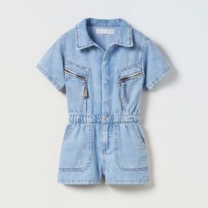 NWT Zara Girls Denim Jumpsuit in Blue (Size 10)